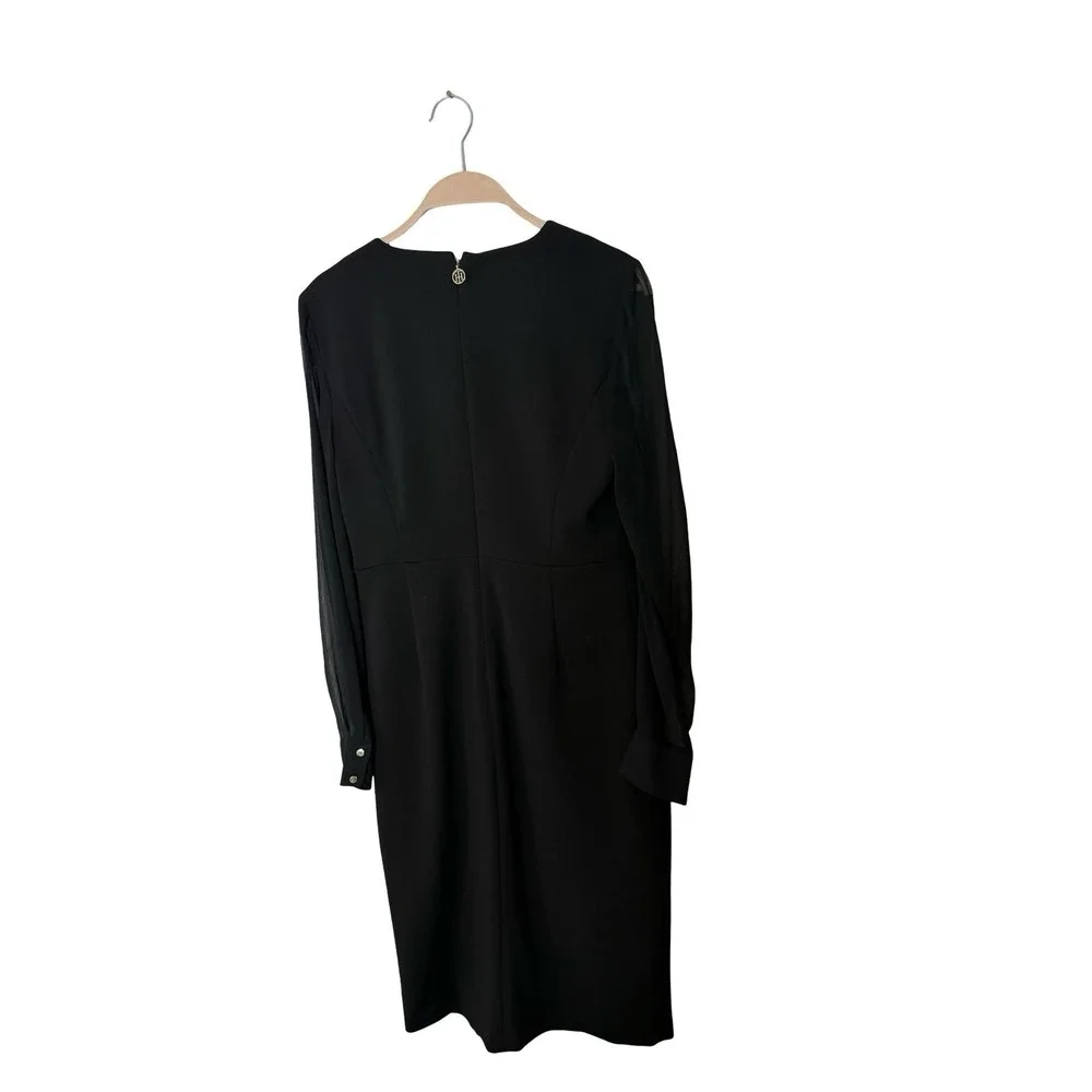 Tommy Hilfiger Women's‎ Black Crepe Chiffon-Sleeve Sheath Dress size 8